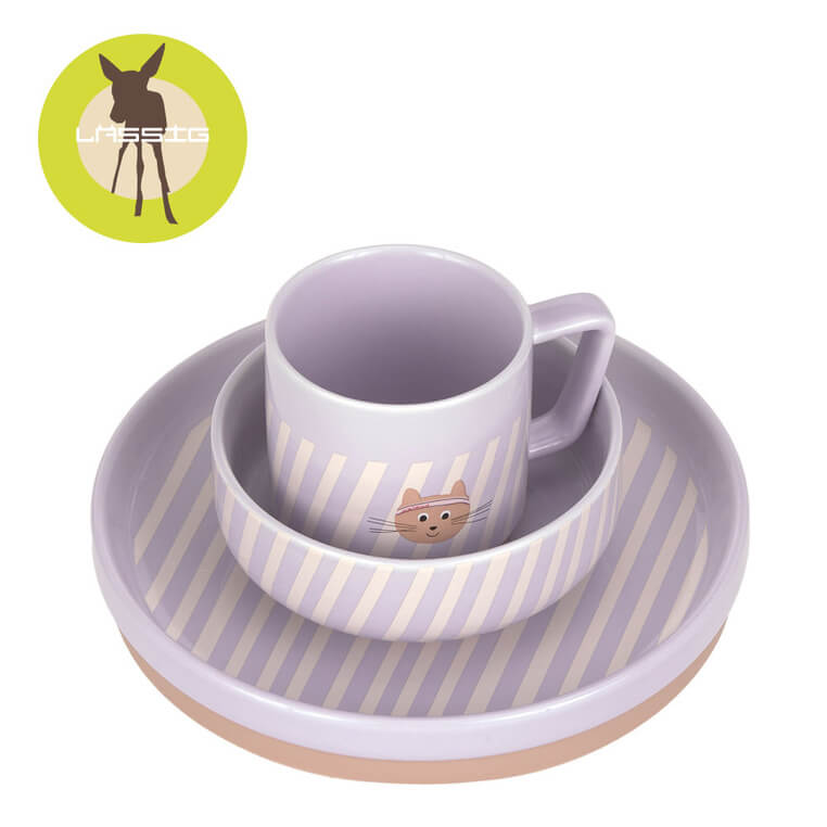 Komplet naczyń z porcelany Tiny Team Kotek / Lassig