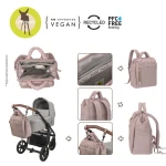 Plecak dla mamy kwadratowy z akcesoriami Minoa - powder rose / Lassig