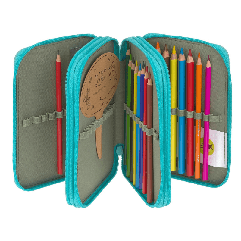 Potrójny piórnik - etui z wyposażeniem Unique, turkusowy / Lassig