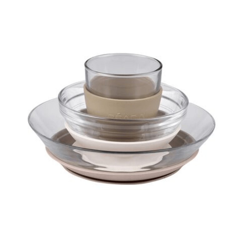 Komplet naczyń z hartowanego szkła z przyssawkami Cotton Candy / Beaba