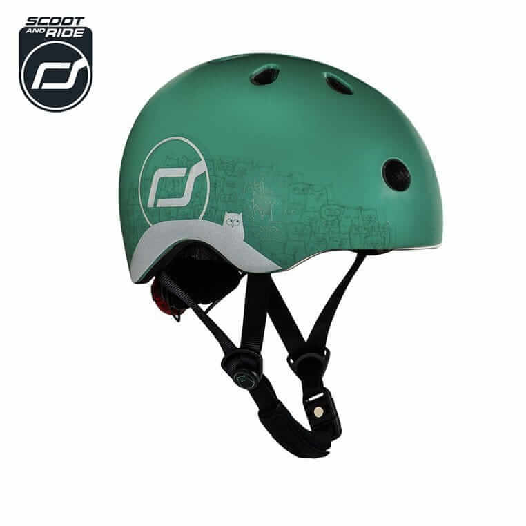 II GATUNEK: Kask z odblaskami XXS-S dla dzieci 1rż+ Forest Owl / Scootandride