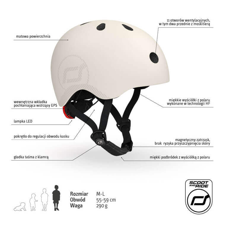 II GATUNEK: Kask M-L dla starszych dzieci i nastolatków Ash / Scoot&Ride