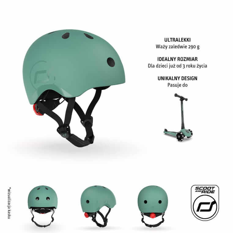  II GATUNEK: Kask S-M dla dzieci 3+ Forest / Scootandride