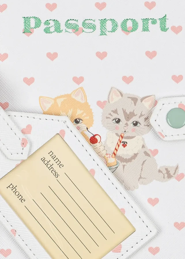 Etui na dokumenty i zawieszka do walizki - kitty gelateria / Konges Slojd