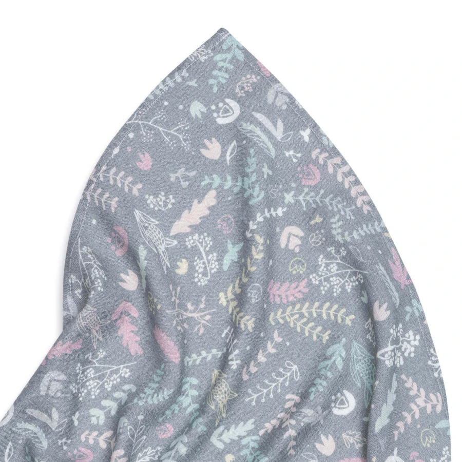 Pieluszka muślinowa 50x50 cm - BOTANIC GREY / Pink no More