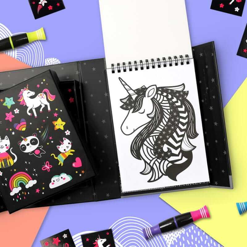 Zestaw kolorowanek Neonowych - Jednorożce / Tiger Tribe
