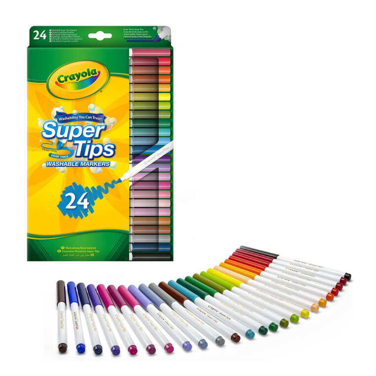 Flamastry mazaki dla dzieci zmywalne Super Tips, 24szt. / Crayola 