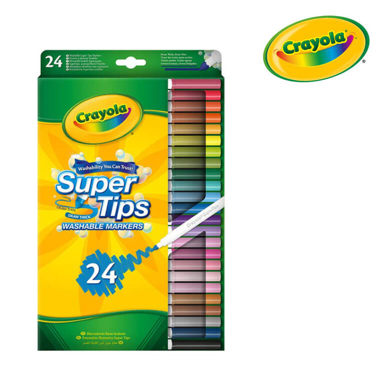 Flamastry mazaki dla dzieci zmywalne Super Tips, 24szt. / Crayola 