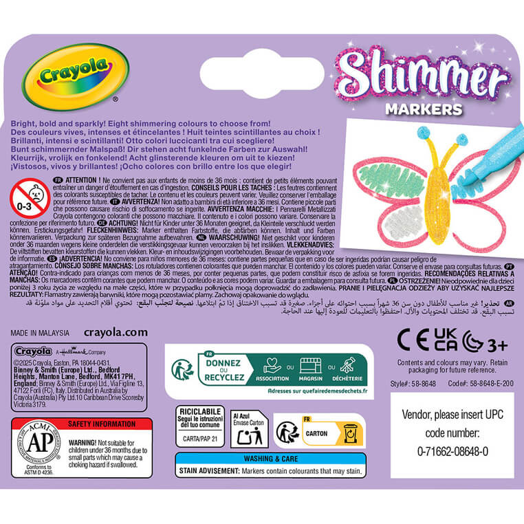 Flamastry błyszczące Shimmer, 8szt. / Crayola 