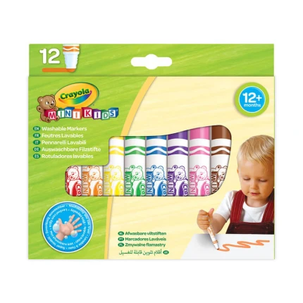 Flamastry zmywalne z płaską końcówką odporną na nacisk Mini Kids, 12szt. / Crayola