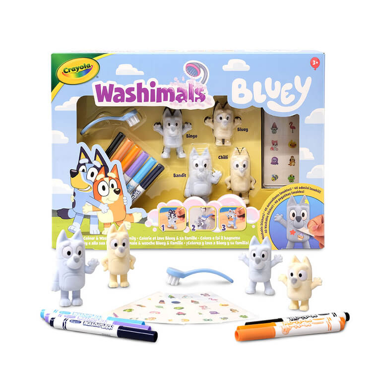 Zestaw 4 figurek do malowania i mycia Washimals, Bluey 3+ / Crayola