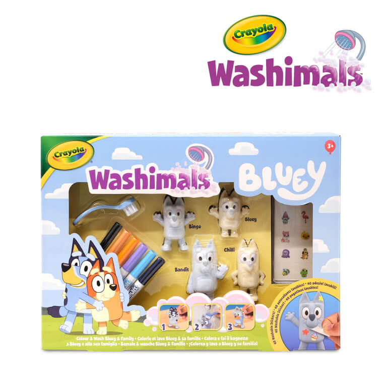 Zestaw 4 figurek do malowania i mycia Washimals, Bluey 3+ / Crayola