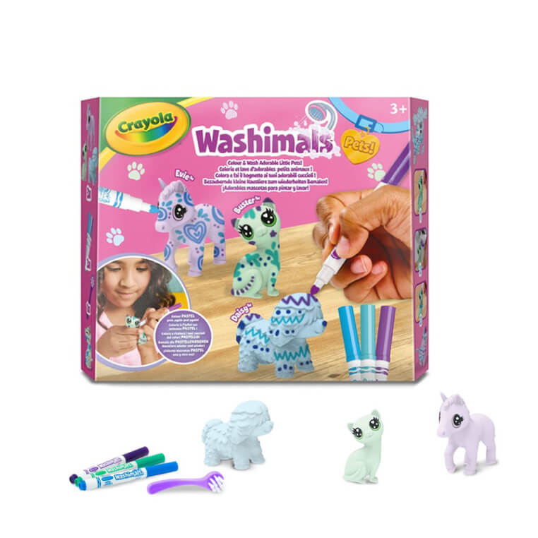 Zestaw 3 figurek do malowania i mycia Washimals, Pastel Pets 3+ / Crayola