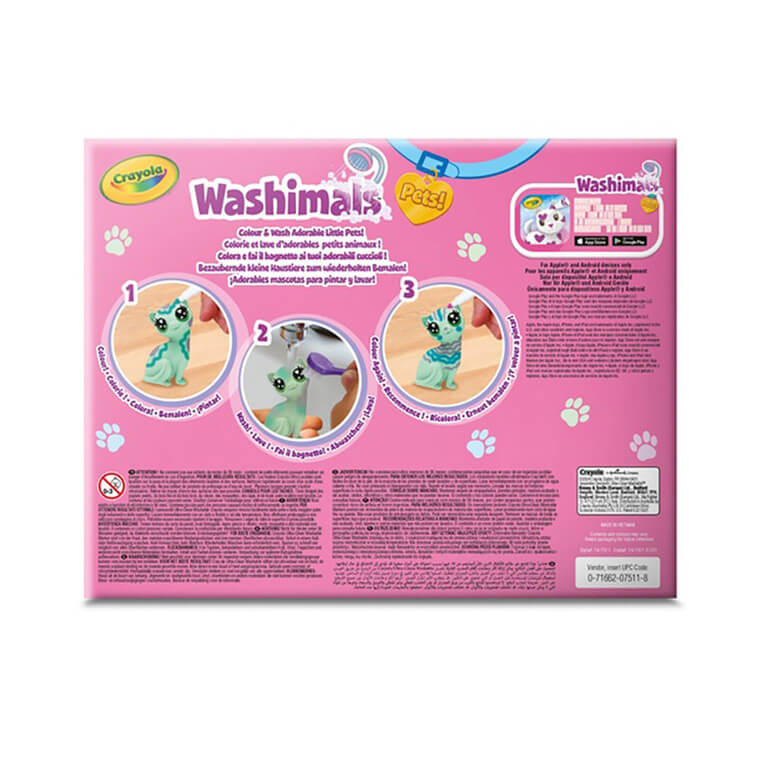 Zestaw 3 figurek do malowania i mycia Washimals, Pastel Pets 3+ / Crayola