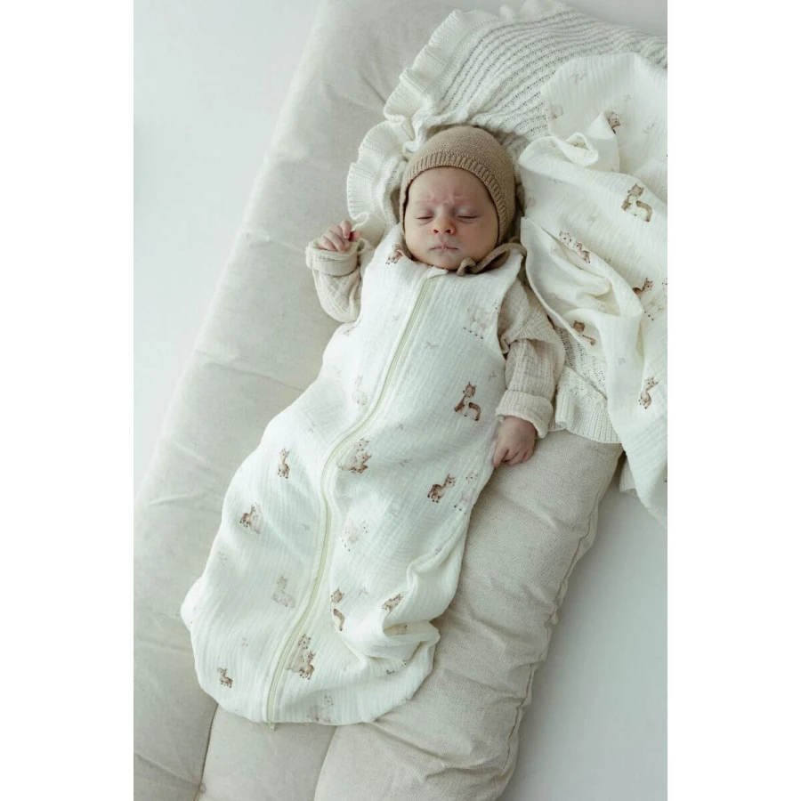 Śpiworek z organicznego muślinu 1.0 TOG - alpacas / My Memi