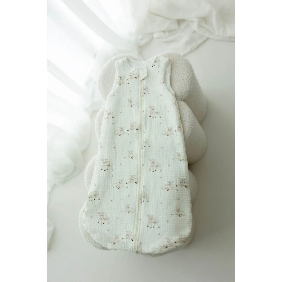 Śpiworek z organicznego muślinu 1.0 TOG - little sheeps / My Memi