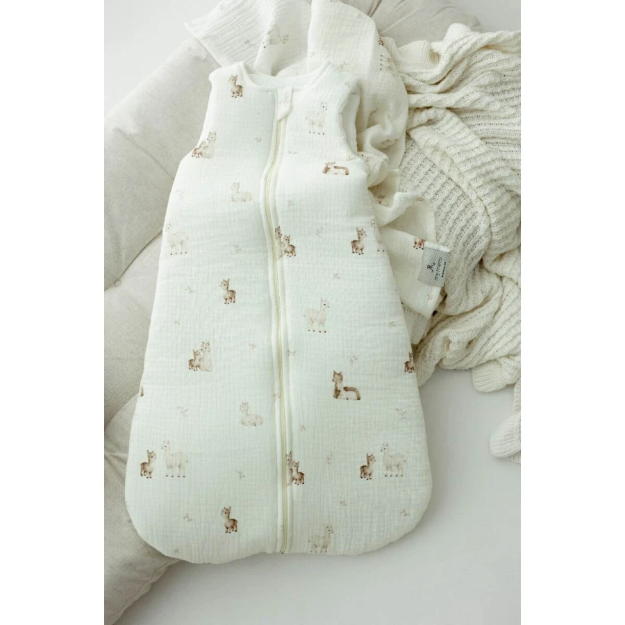 Śpiworek z organicznego muślinu 2.5 TOG - alpacas / My Memi
