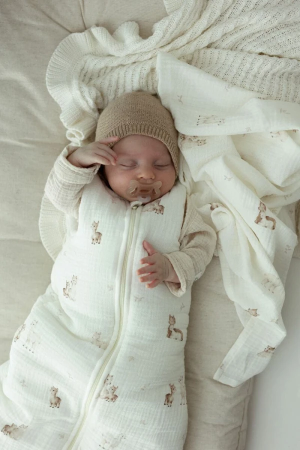 Śpiworek z organicznego muślinu 2.5 TOG - alpacas / My Memi