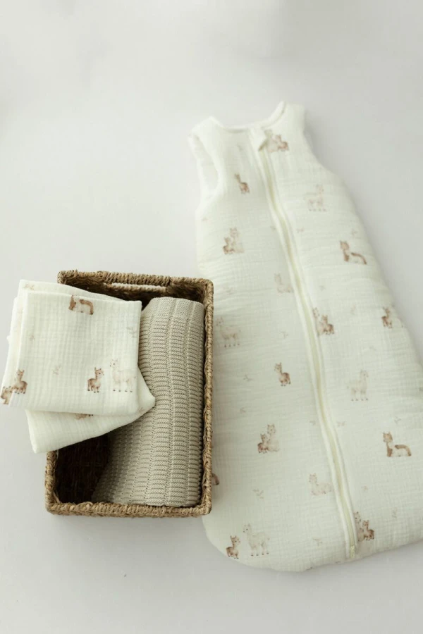 Śpiworek z organicznego muślinu 2.5 TOG - alpacas / My Memi