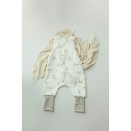 Śpiworek z organicznego muślinu z nogawkami 1-3 lata, 1.0 TOG - little sheeps / My Memi