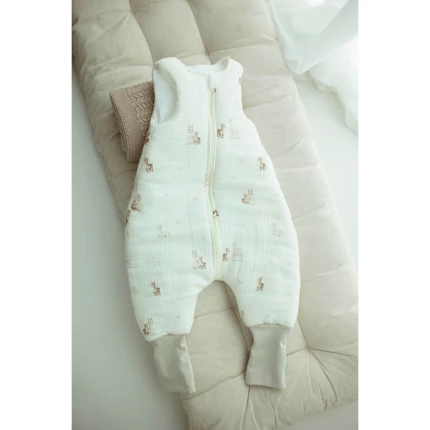 Śpiworek z organicznego muślinu z nogawkami 1-3 lata, 2,5 TOG - alpacas / My Memi