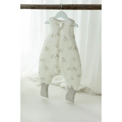 Śpiworek z organicznego muślinu z nogawkami 1-3 lata, 2,5 TOG - little sheeps / My Memi