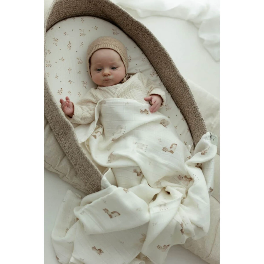 Bambusowy otulacz muślinowy 120x120 - alpacas / My Memi