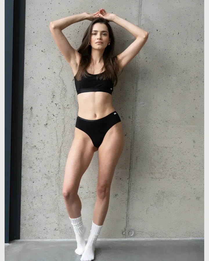 Biustonosz top bawełniany - czarny / piapimo