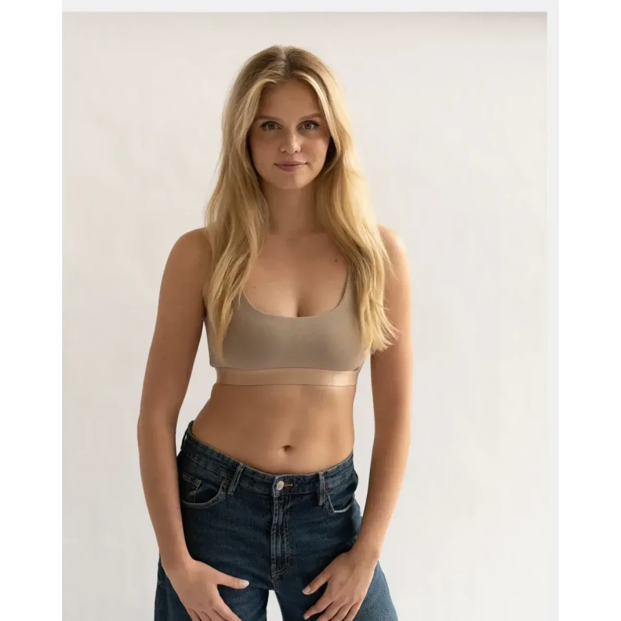 Biustonosz top bawełniany - latte / piapimo