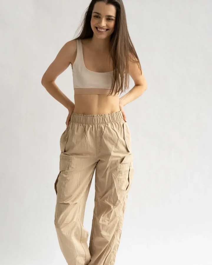 Biustonosz top bawełniany - beżowy nude / piapimo