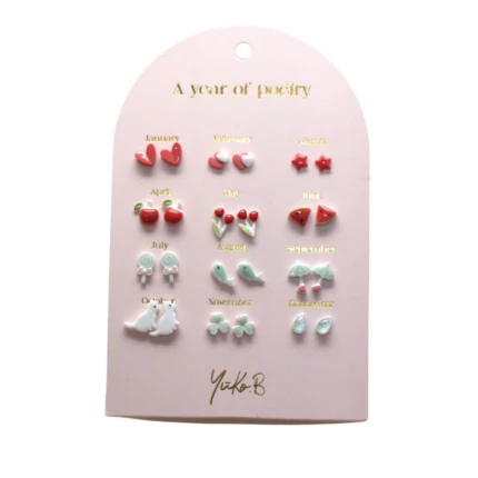 Kolczyki „ROK POEZJI” - Czerwone, 12 par / Yuko B.