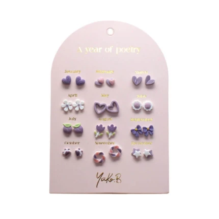 Kolczyki „ROK POEZJI” - Fioletowe, 12 par / Yuko B.