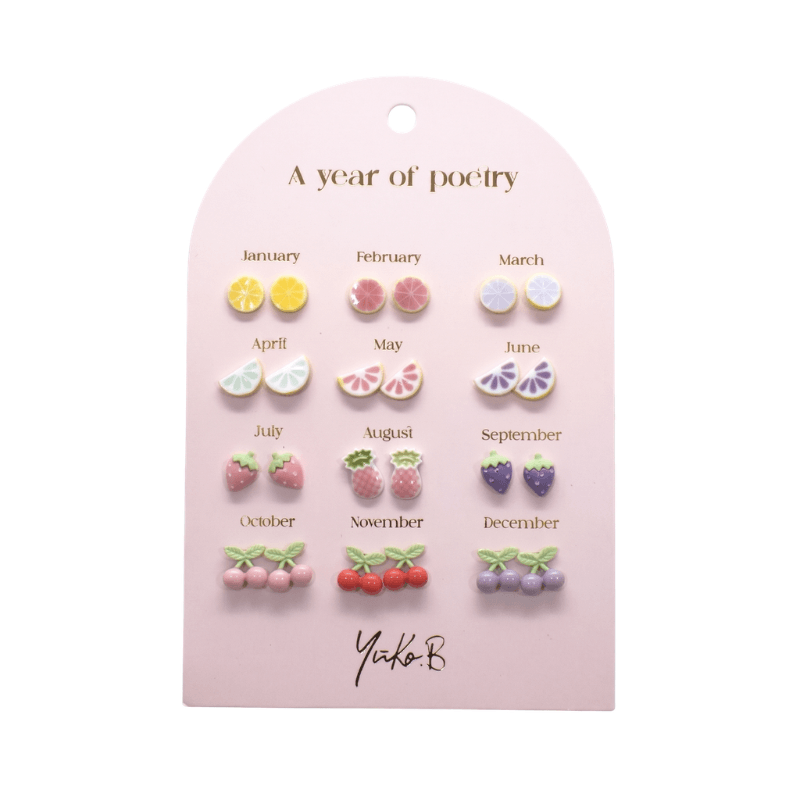 Kolczyki „ROK POEZJI” - Owoce, 12 par / Yuko B.