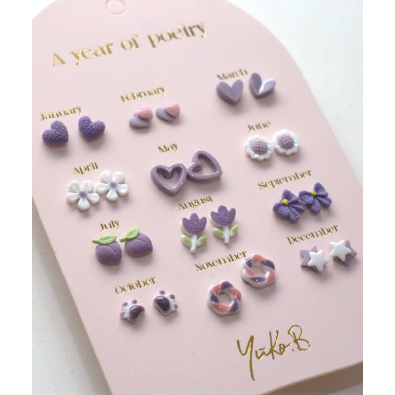 Kolczyki „ROK POEZJI” - Owoce, 12 par / Yuko B.