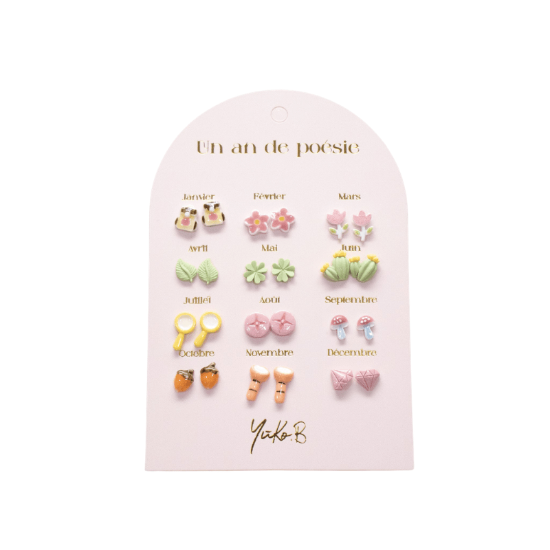 Kolczyki „ROK POEZJI” - Mali odkrywcy, 12 par / Yuko B.