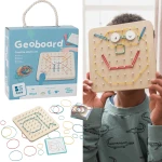 Geoplan tablica manipulacyjna edukacyjna z gumkami 48 gumek 20 kart, 4+ / BS Toys