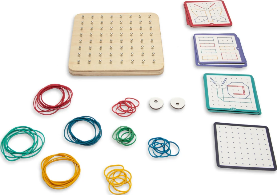 Geoplan tablica manipulacyjna edukacyjna z gumkami 48 gumek 20 kart, 4+ / BS Toys