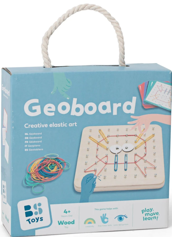 Geoplan tablica manipulacyjna edukacyjna z gumkami 48 gumek 20 kart, 4+ / BS Toys