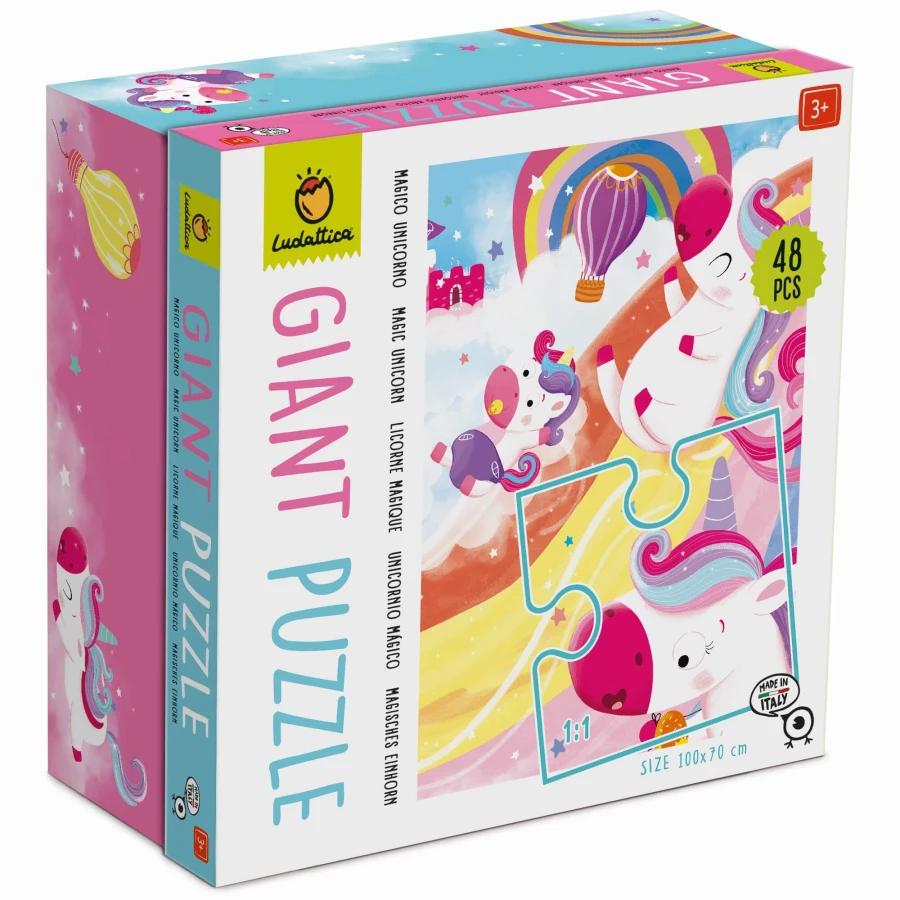 GIGANT PUZZLE - puzzle podłogowe - ZACZAROWANY JEDNOROŻEC / Ludattica