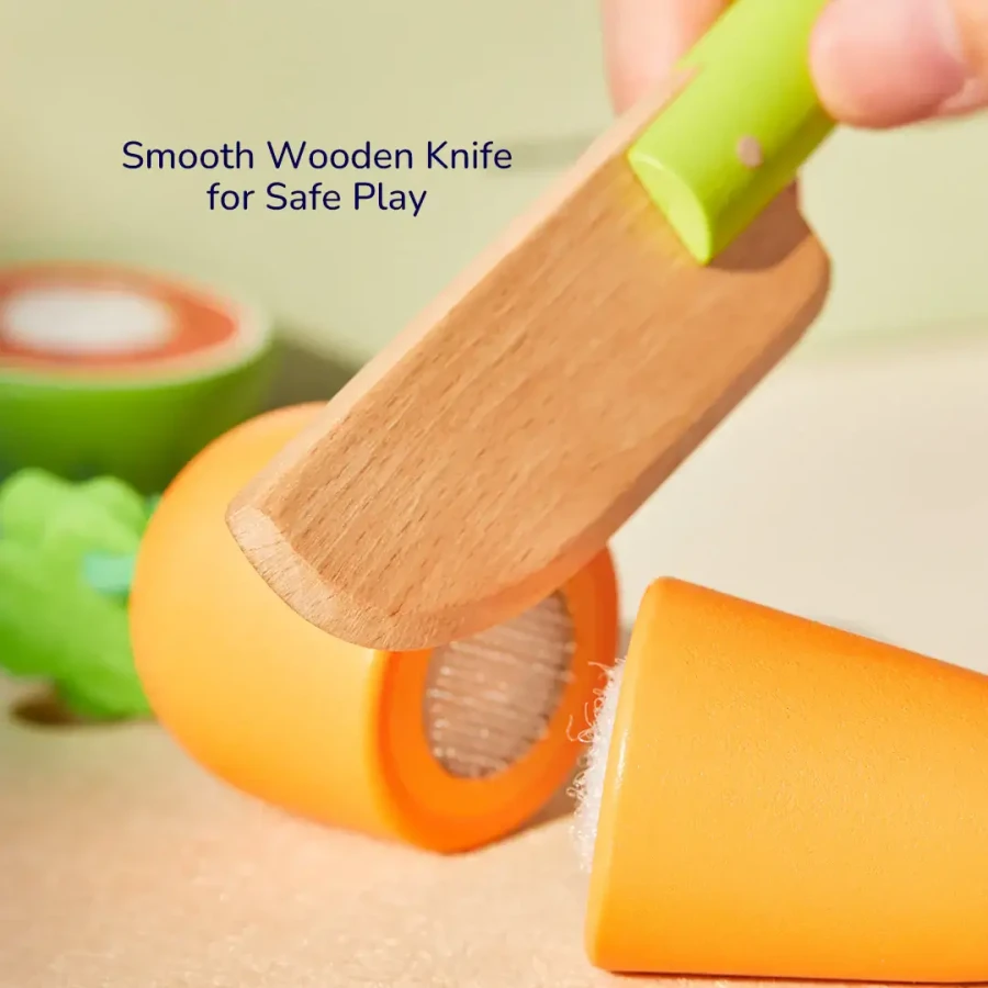 Zestaw drewnianych zabawek mideer – Owoce i warzywa do krojenia / mideer