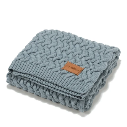 Kocyk ze 100% wełny merino - Stoned blue / La Millou