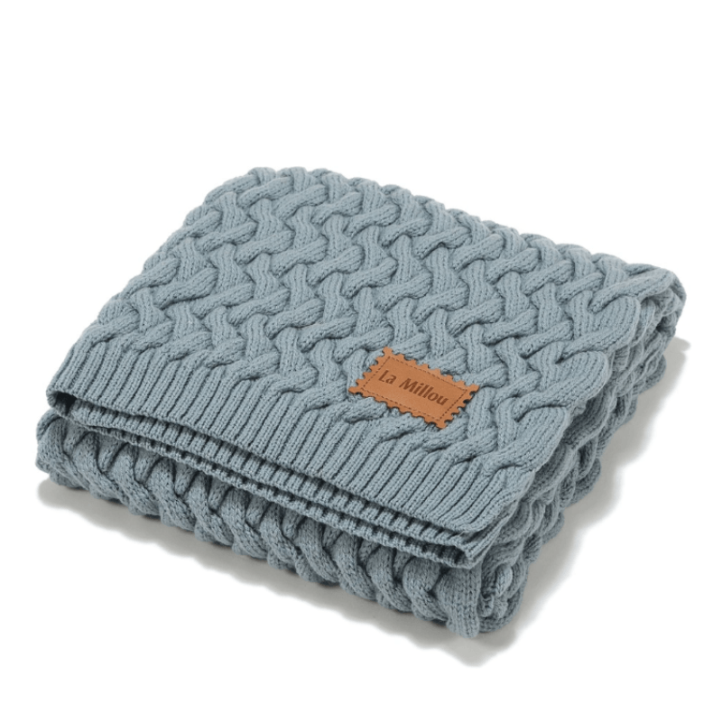 Kocyk ze 100% wełny merino - Stoned blue / La Millou