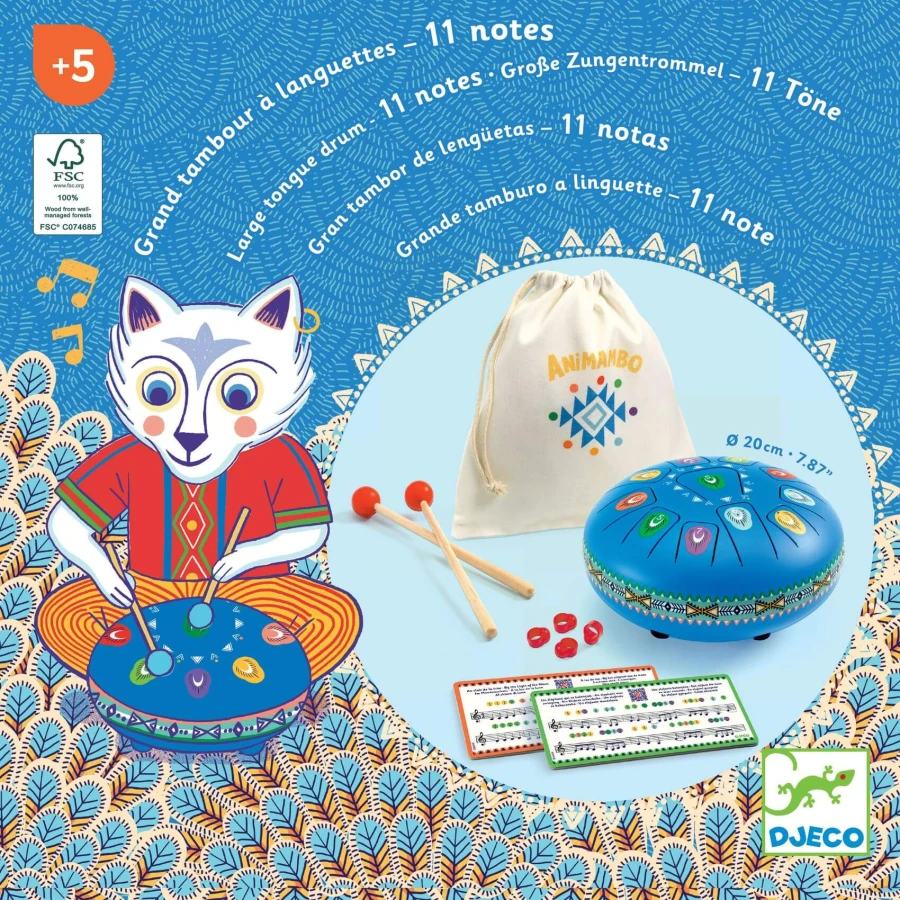 Bębenek językowy NIEBIESKI duży, śr. 20cm / Djeco