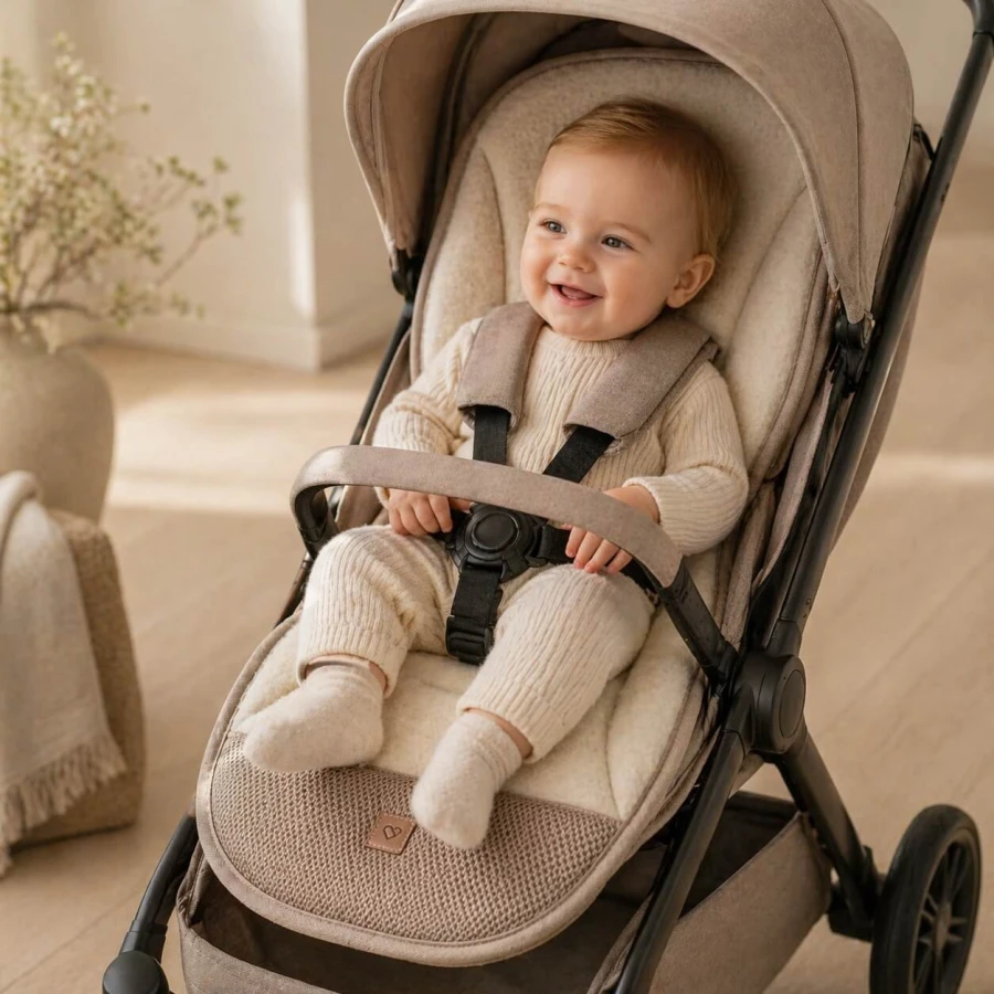 Oddychająca wkładka do wózka spacerówki Sierra beige / Zaffiro