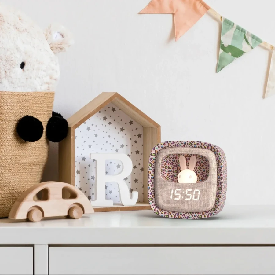 Budzik i lampka nocna Billy Clock - tęczowy lampart / MOB