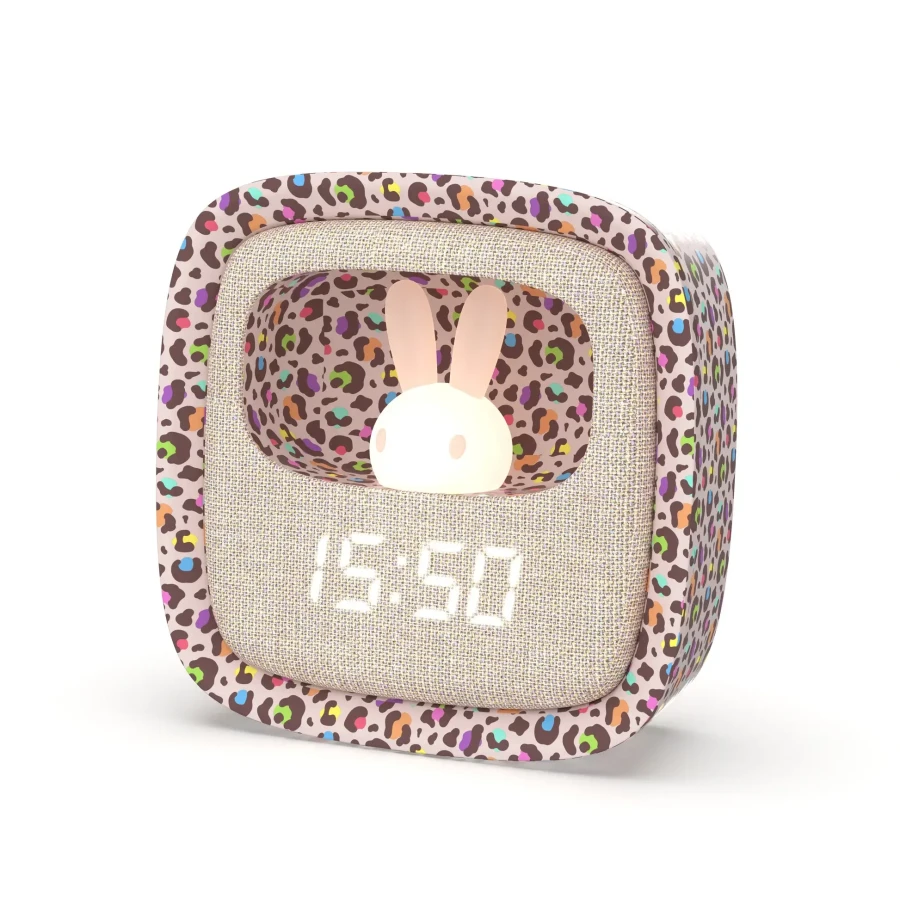 Budzik i lampka nocna Billy Clock - tęczowy lampart / MOB