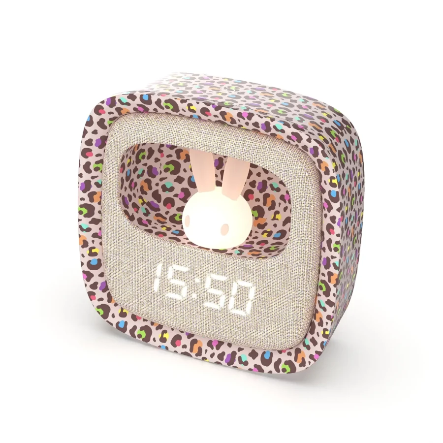 Budzik i lampka nocna Billy Clock - tęczowy lampart / MOB