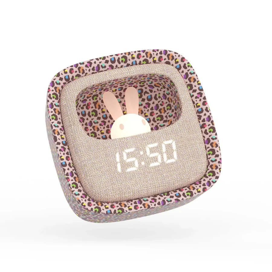 Budzik i lampka nocna Billy Clock - tęczowy lampart / MOB