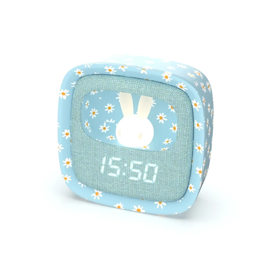 Budzik i lampka nocna Billy Clock - niebieski kwiat / MOB