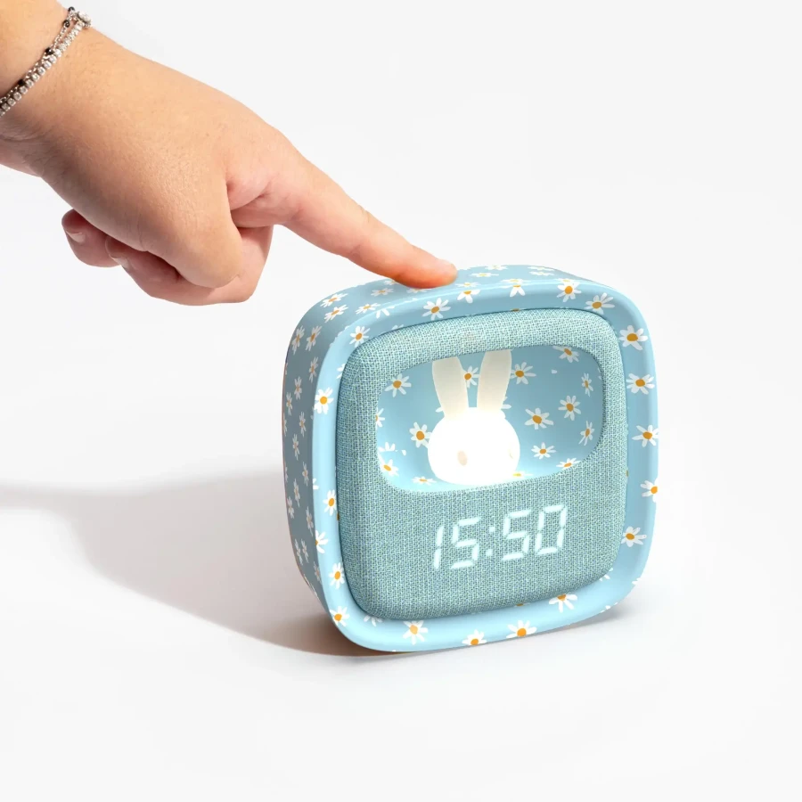 Budzik i lampka nocna Billy Clock - niebieski kwiat / MOB